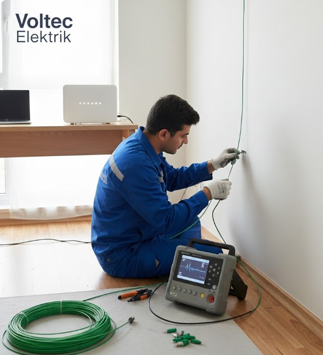 fiber daire içi kablo çekimi